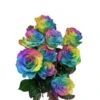 Rainbow Tinted Rose Turquoise, Yellow, Pink, Blue 60 Cm